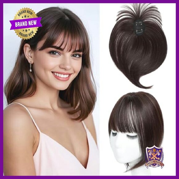 10 Inch Straight Hair Topper Clip with Bangs for Thinning Hair main image 4